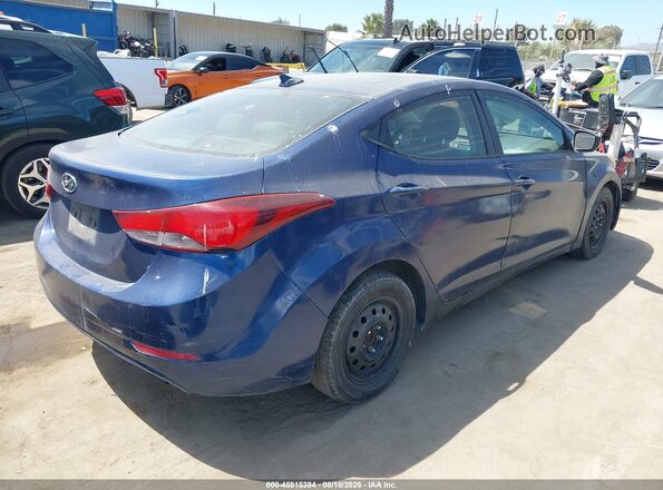 5NPDH4AE8GH698480 2016 HYUNDAI ELANTRA Blue Задня права чверть