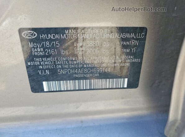 5NPDH4AE8GH699144 2016 HYUNDAI ELANTRA Желто-коричневый Вид подкапотного пространства