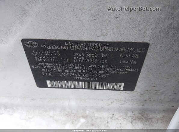 5NPDH4AE8GH720557 2016 HYUNDAI ELANTRA White Вид підкапотного простору