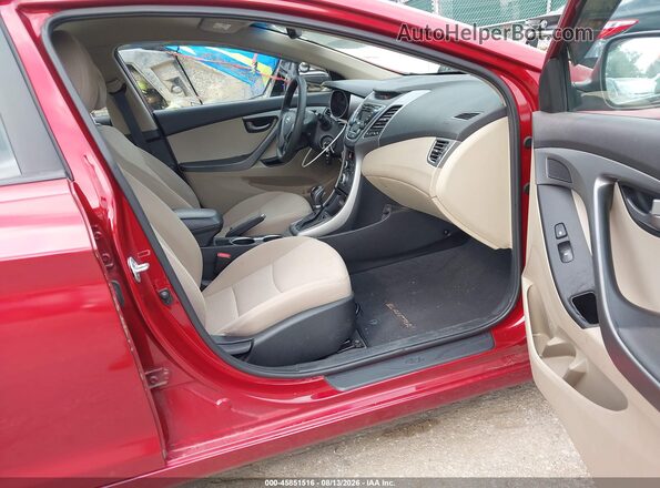 5NPDH4AE8GH769371 2016 HYUNDAI ELANTRA Red Front interior view