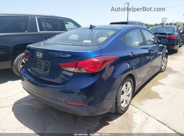 5NPDH4AEXGH774622 2016 HYUNDAI ELANTRA Blue უკანა მარჯვენა
