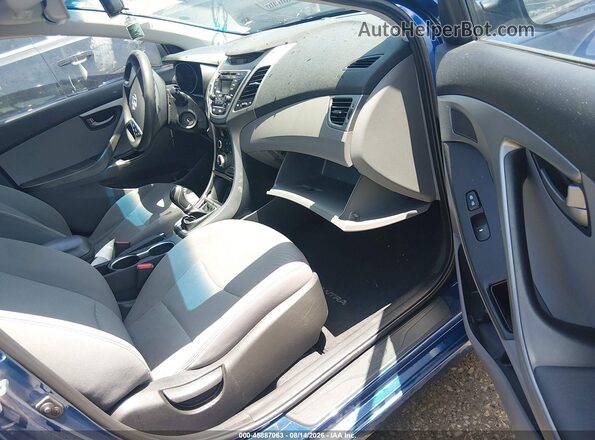 5NPDH4AEXGH774622 2016 HYUNDAI ELANTRA Blue წინა სალონის ხედი