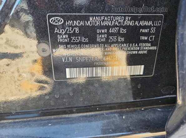 5NPE24AF0KH734153 2019 HYUNDAI SONATA Charcoal Вид підкапотного простору
