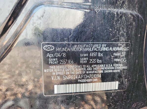 5NPE24AF1JH701094 2018 HYUNDAI SONATA Black Widok komory silnika