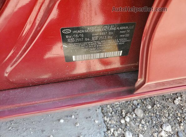 5NPE24AF3GH415885 2016 HYUNDAI SONATA Red Շարժիչի բաժամունքի տեսք