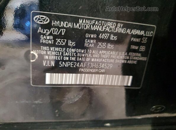 5NPE24AF3JH634529 2018 HYUNDAI SONATA Charcoal Vista del compartimento del motor