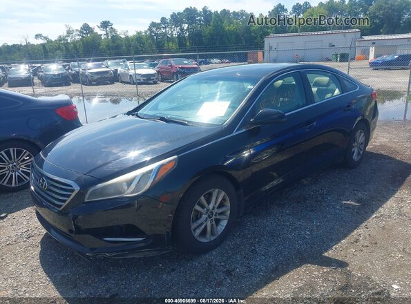 5NPE24AF4GH346527 2016 HYUNDAI SONATA Black Առջևի ձախ երեք քառորդ տեսարան