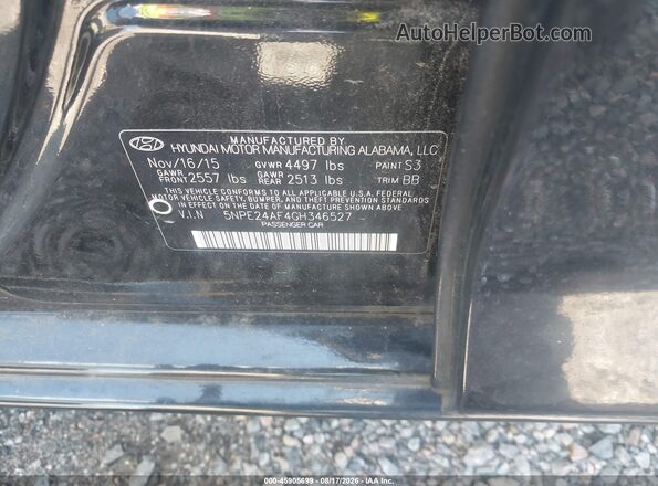 5NPE24AF4GH346527 2016 HYUNDAI SONATA Black Շարժիչի բաժամունքի տեսք
