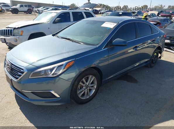 5NPE24AF5GH369718 2016 HYUNDAI SONATA Blue Առջևի ձախ երեք քառորդ տեսարան