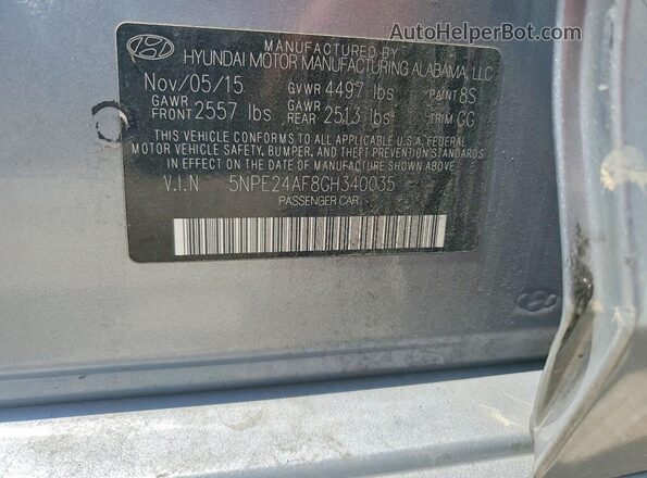 5NPE24AF8GH340035 2016 HYUNDAI SONATA Blue Շարժիչի բաժամունքի տեսք