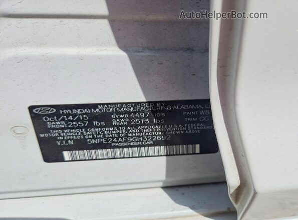 5NPE24AF9GH322692 2016 HYUNDAI SONATA White Vista del compartimento del motor