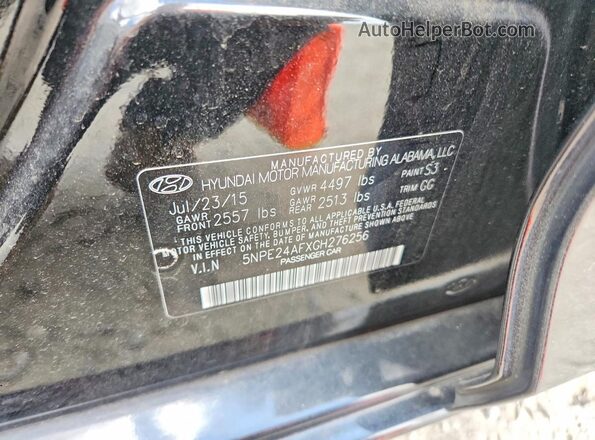 5NPE24AFXGH276256 2016 HYUNDAI SONATA Black Engine compartment view