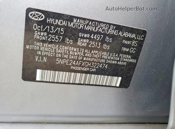 5NPE24AFXGH322474 2016 HYUNDAI SONATA Blue Widok komory silnika