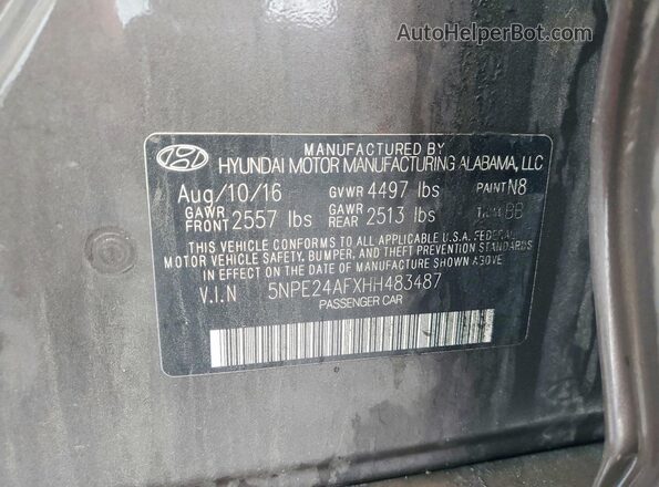 5NPE24AFXHH483487 2017 HYUNDAI SONATA Gray Вид підкапотного простору
