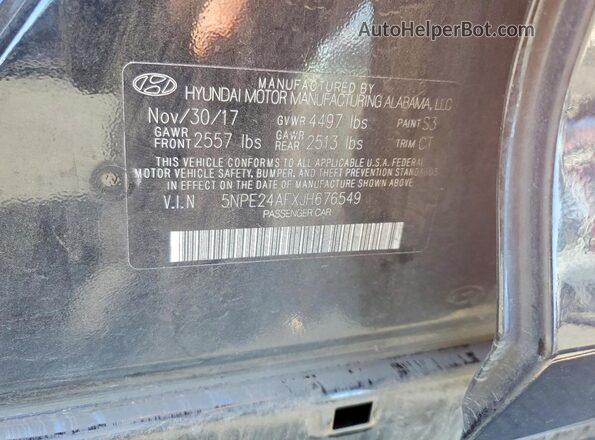 5NPE24AFXJH676549 2018 HYUNDAI SONATA Black VIN sticker view