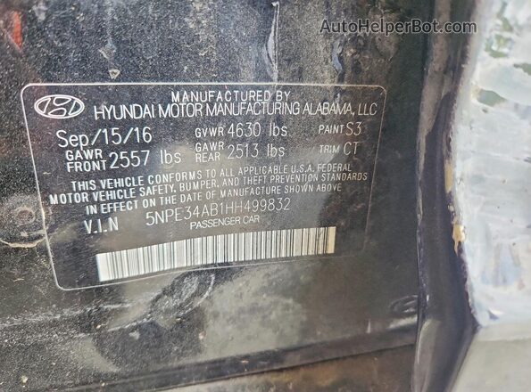 5NPE34AB1HH499832 2017 HYUNDAI SONATA Black 