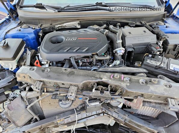 5NPE34AB2JH723017 2018 HYUNDAI SONATA Синий Вид задней части салона