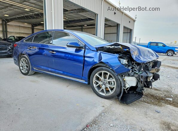 5NPE34AB2JH723017 2018 HYUNDAI SONATA Синий Передняя правая четверть