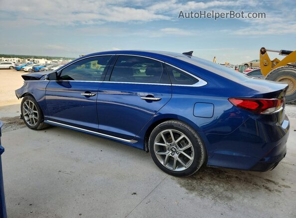 5NPE34AB2JH723017 2018 HYUNDAI SONATA Синий Задняя левая четверть