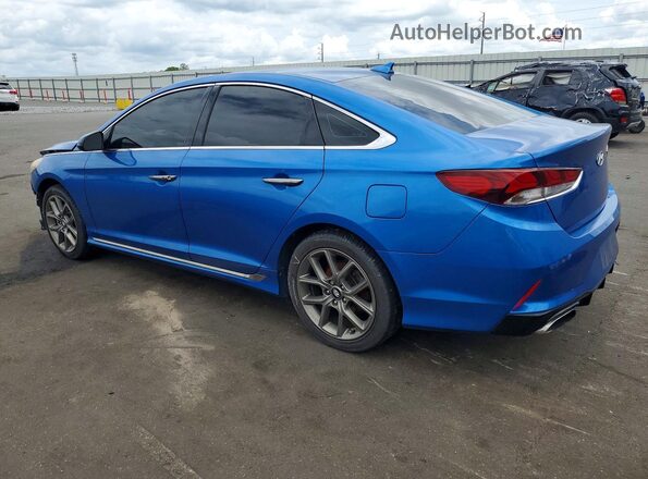 5NPE34ABXJH618483 2018 HYUNDAI SONATA Blue Trasero izquierdo