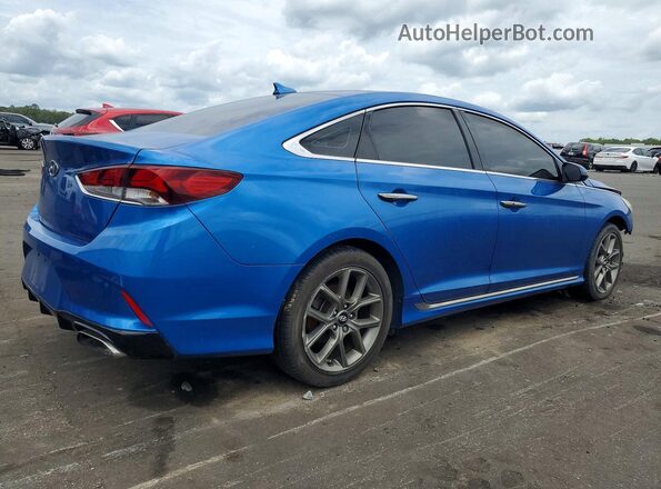 5NPE34ABXJH618483 2018 HYUNDAI SONATA Blue Trasero derecho