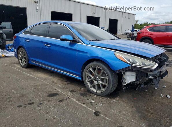 5NPE34ABXJH618483 2018 HYUNDAI SONATA Blue Delantero derecho