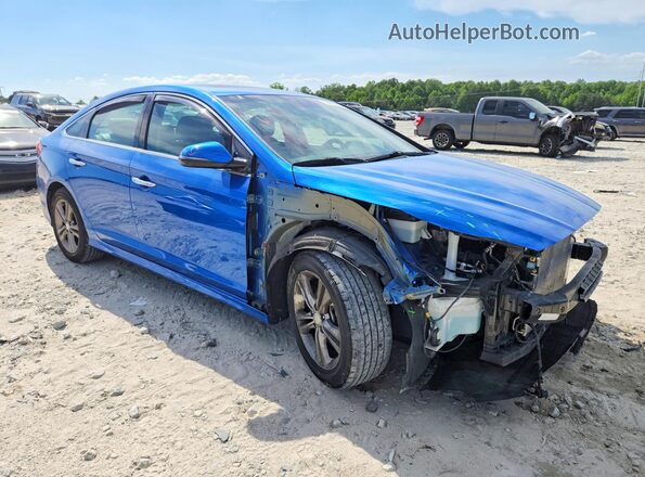 5NPE34AF0JH618317 2018 HYUNDAI SONATA Blue Передня права чверть