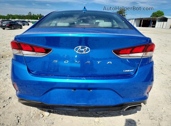 5NPE34AF0JH618317 2018 HYUNDAI SONATA Blue Вид ззаду