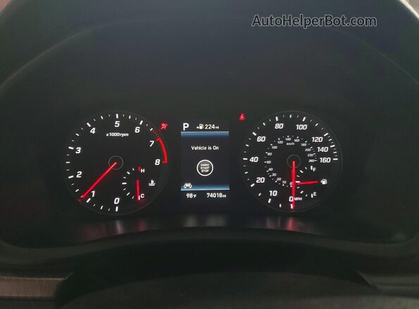 5NPE34AF0KH737390 2019 HYUNDAI SONATA Red Widok zestawu wskaźników