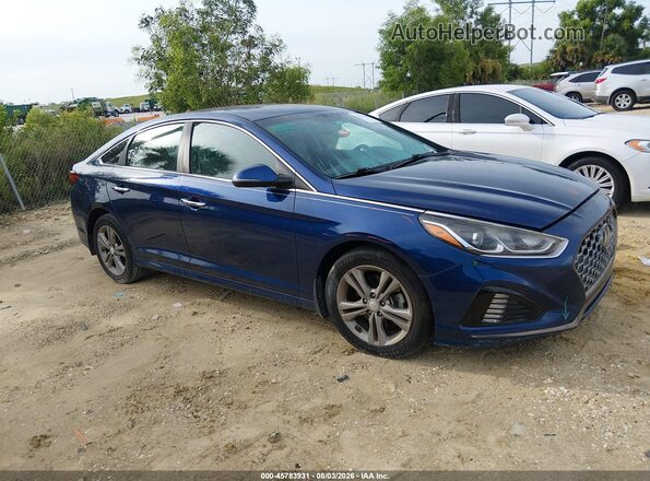 5NPE34AF0KH798450 2019 HYUNDAI SONATA Blue Вид задньої частини салону