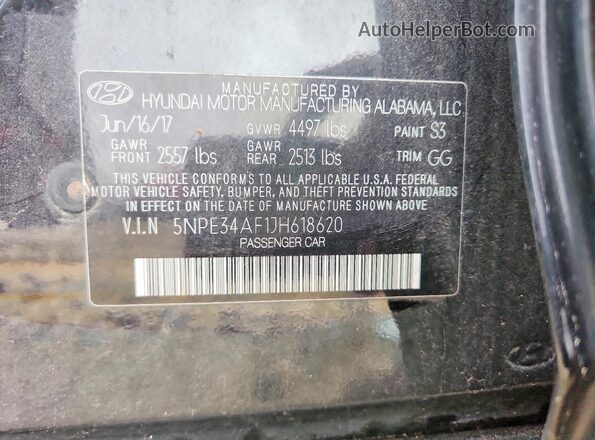 5NPE34AF1JH618620 2018 HYUNDAI SONATA Черный Вид подкапотного пространства