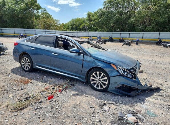 5NPE34AF2GH277141 2016 HYUNDAI SONATA Синий Передняя правая четверть