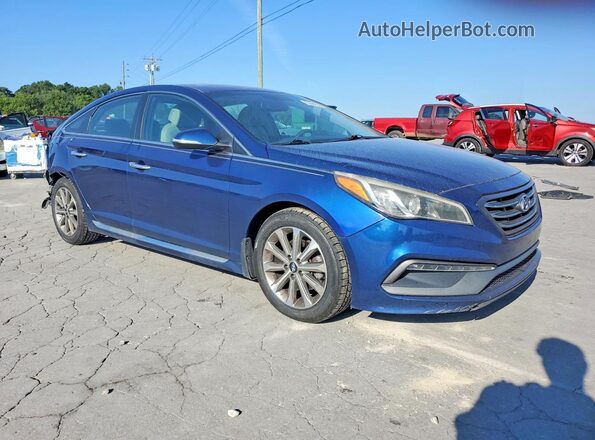5NPE34AF2GH302376 2016 HYUNDAI SONATA Blue Front right
