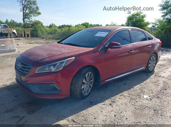 5NPE34AF2GH316486 2016 HYUNDAI SONATA Red წინა მარცხენა ხედი სამი მეოთხედიდან