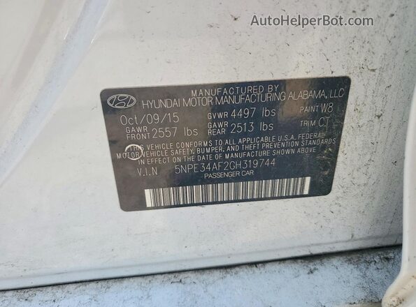 5NPE34AF2GH319744 2016 HYUNDAI SONATA White Engine compartment view