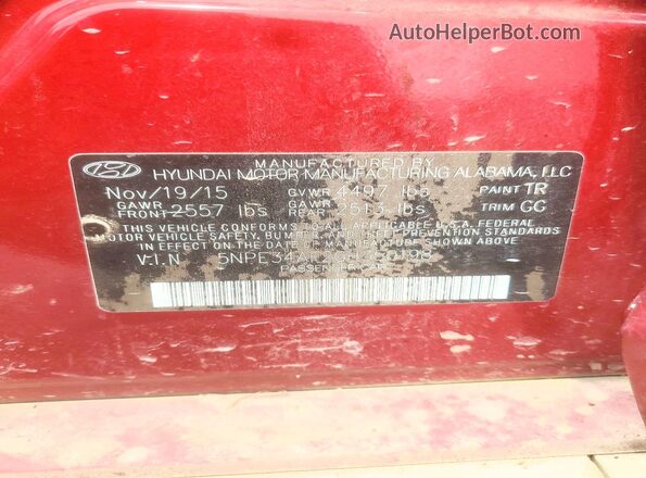5NPE34AF2GH350198 2016 HYUNDAI SONATA Красный Вид подкапотного пространства