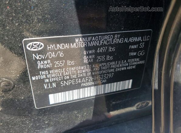 5NPE34AF2HH523297 2016 HYUNDAI SONATA Black Engine compartment view