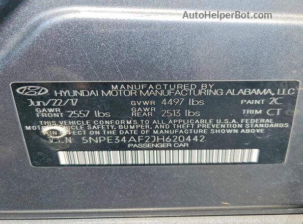 5NPE34AF2JH620442 2018 HYUNDAI SONATA Серый Вид подкапотного пространства