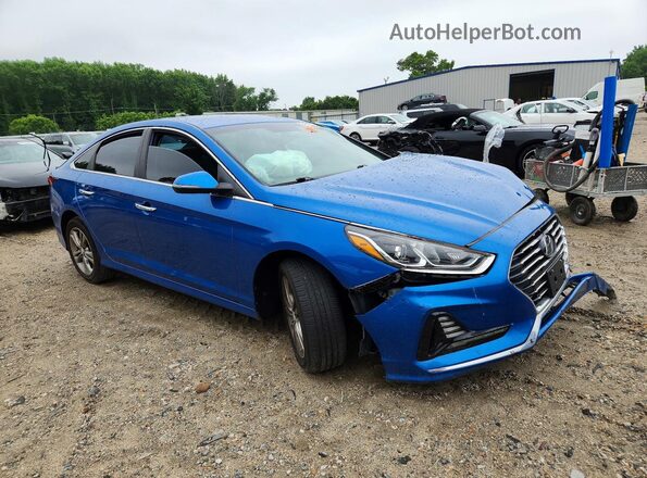 5NPE34AF2JH665039 2018 HYUNDAI SONATA Синий Передняя правая четверть