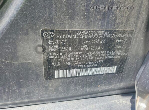 5NPE34AF2JH669480 2018 HYUNDAI SONATA Silver Engine compartment view