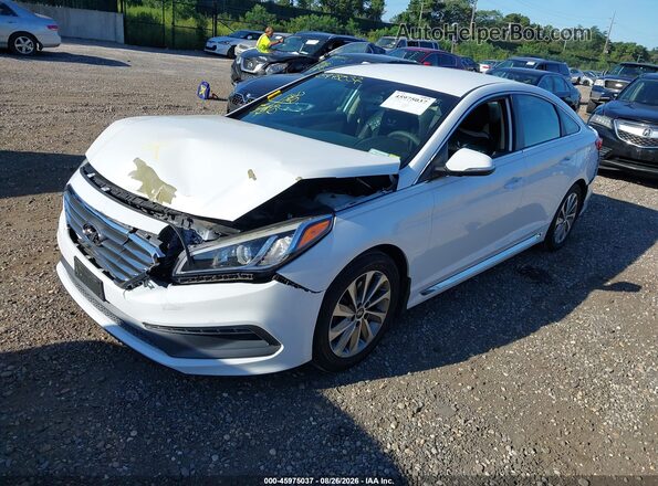 5NPE34AF4GH287539 2016 HYUNDAI SONATA White წინა მარცხენა ხედი სამი მეოთხედიდან