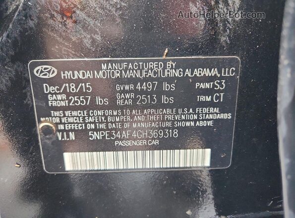 5NPE34AF4GH369318 2016 HYUNDAI SONATA Black Widok komory silnika