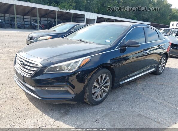 5NPE34AF4GH433597 2016 HYUNDAI SONATA Черный Передняя левая четверть