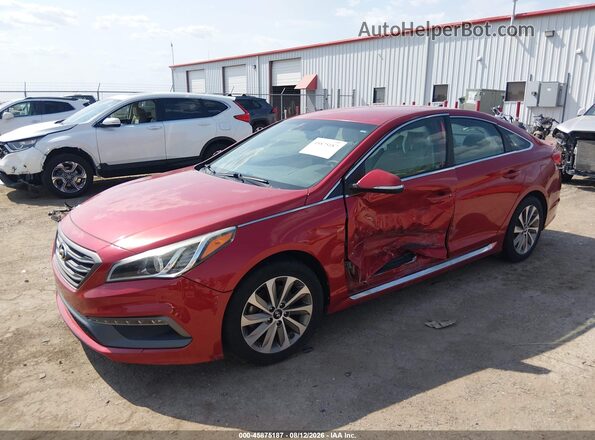 5NPE34AF4HH521101 2017 HYUNDAI SONATA Red წინა მარცხენა ხედი სამი მეოთხედიდან