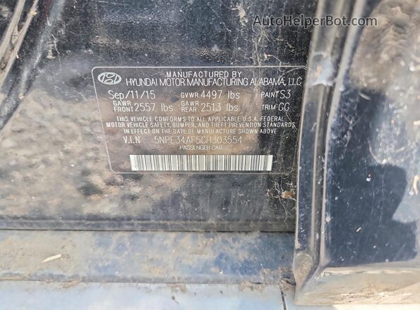 5NPE34AF5GH303554 2016 HYUNDAI SONATA Black Շարժիչի բաժամունքի տեսք
