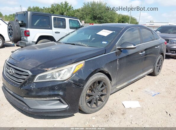 5NPE34AF5GH374527 2016 HYUNDAI SONATA Black წინა მარცხენა ხედი სამი მეოთხედიდან