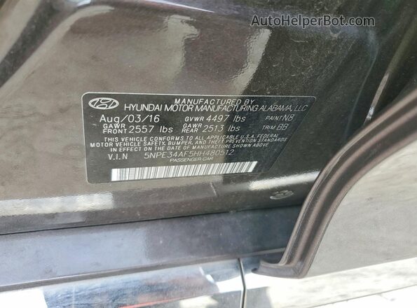 5NPE34AF5HH480512 2017 HYUNDAI SONATA Gray Вид підкапотного простору