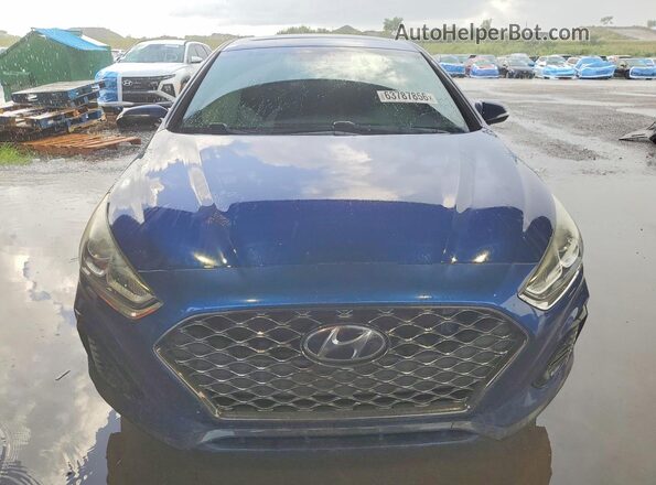5NPE34AF5KH788884 2019 HYUNDAI SONATA Blue Front view