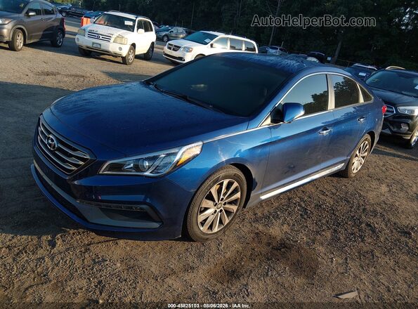 5NPE34AF6HH524579 2017 HYUNDAI SONATA Blue წინა მარცხენა ხედი სამი მეოთხედიდან