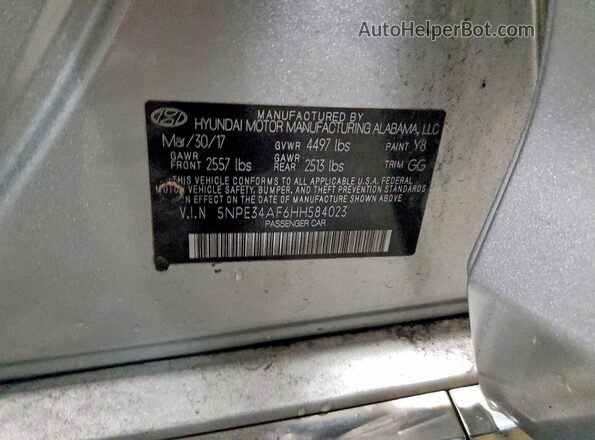 5NPE34AF6HH584023 2017 HYUNDAI SONATA Серебряный Вид подкапотного пространства